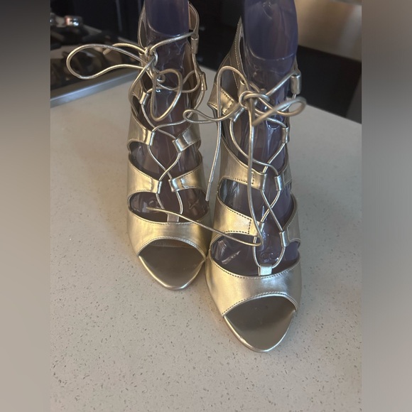 Forever21 Champagne tie up Heels - Picture 2 of 2